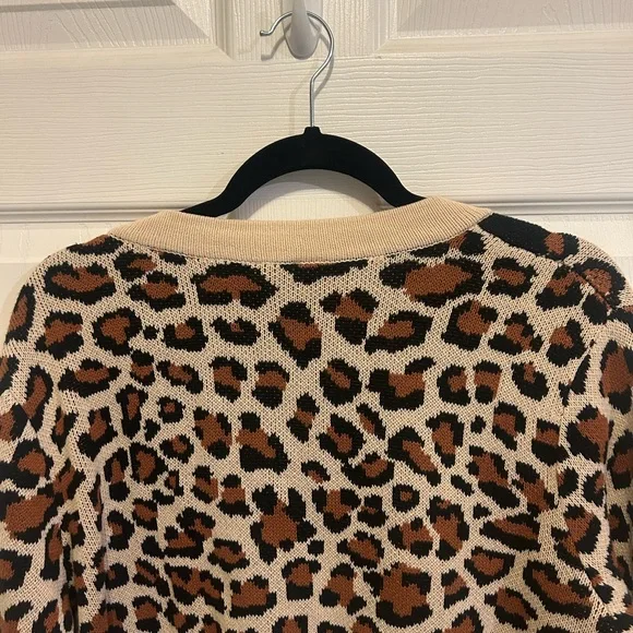CAbi Leopard Print Cardigan - Tan, Black, and Brown - Picture 6 of 8